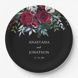 Elegante Winter Floral Christmas Pappteller