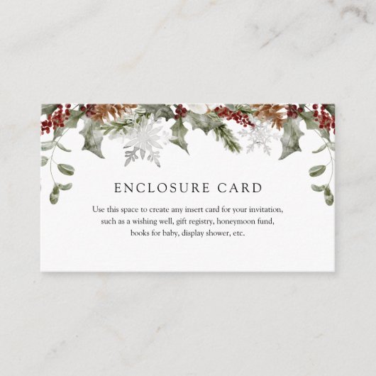 Elegante Winter Floral Enclosure Card Begleitkarte (Vorderseite)
