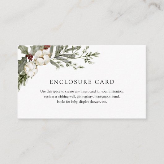 Elegante Winter Floral Enclosure Card Begleitkarte (Vorderseite)