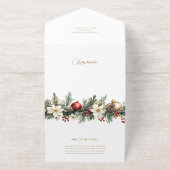 Elegante Winter Floral Gold Script 1 Foto Foil All-in-One-Einladung (Außenseite)
