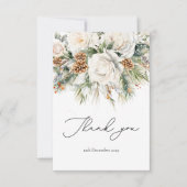 Elegante Winter Floral und Pine Danke Karte (Vorderseite)