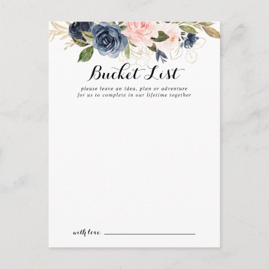 Elegante Winter Floral Wedding Bucket List Cards Postkarte (Vorderseite)