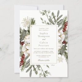 Elegante Winter Floral Wedding Einladung
