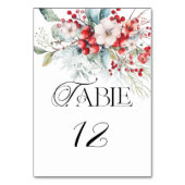 Elegante Winter Floral Wedding Tischnummer (Vorderseite)