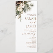 Elegante Winter Florale Kiefern Hochzeit Programm (Vorderseite)