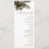 Elegante Winter Florale Kiefern Hochzeit Programm (Rückseite)