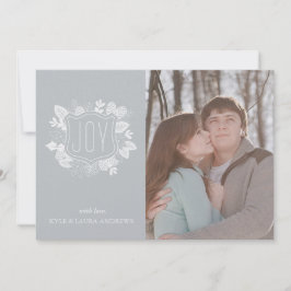 Elegante Winter Foliage Silver Shimmer Fotokarte Einladung