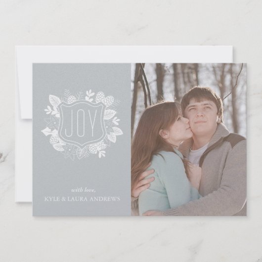 Elegante Winter Foliage Silver Shimmer Fotokarte Einladung (Vorderseite)