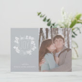 Elegante Winter Foliage Silver Shimmer Fotokarte Einladung (Stehend Vorderseite)