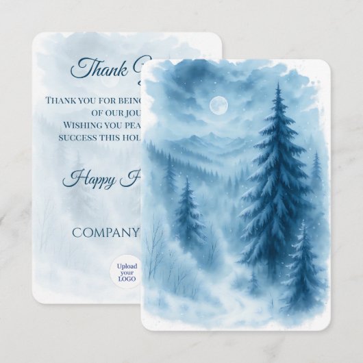 Elegante Winter Forest Corporate Holiday Geschenke Dankeskarte (Vorne/Hinten)