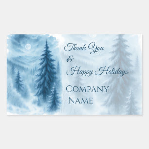 Elegante Winter Forest Corporate Holiday Geschenke Rechteckiger Aufkleber