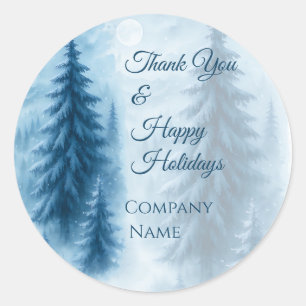 Elegante Winter Forest Corporate Holiday Geschenke Runder Aufkleber
