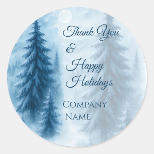 Elegante Winter Forest Corporate Holiday Geschenke Runder Aufkleber (Vorderseite)