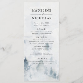 Elegante Winter Forest Wedding Menu Card Menükarte