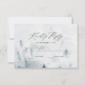 Elegante Winter Forest Wedding RSVP Card (Vorderseite)