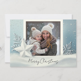 Elegante Winter Foto Weihnachtskarte mit Schnee Feiertagskarte