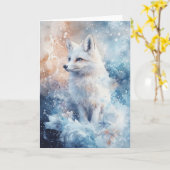 Elegante Winter Fox Amid Snowy Blume Karte (Gelbe Blume)