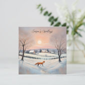 Elegante Winter Fox Snow Scene Landschaft Weihnach Feiertagskarte (Stehend Vorderseite)