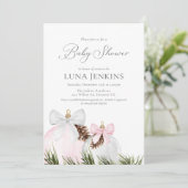 Elegante Winter Girl Babydusche Einladung (Stehend Vorderseite)