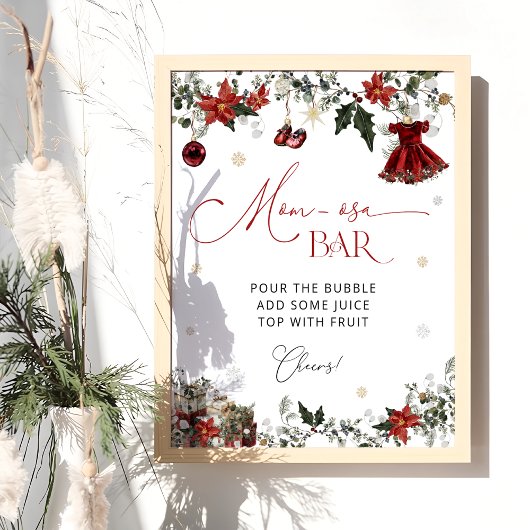 Elegante Winter Girl Babydusche Momosa Bar Poster