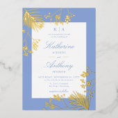 Elegante Winter Gold Botanicals Monogramme Hochzei Folieneinladung (Vorderseite)