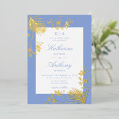 Elegante Winter Gold Botanicals Monogramme Hochzei Folieneinladung (Stehend vorne)