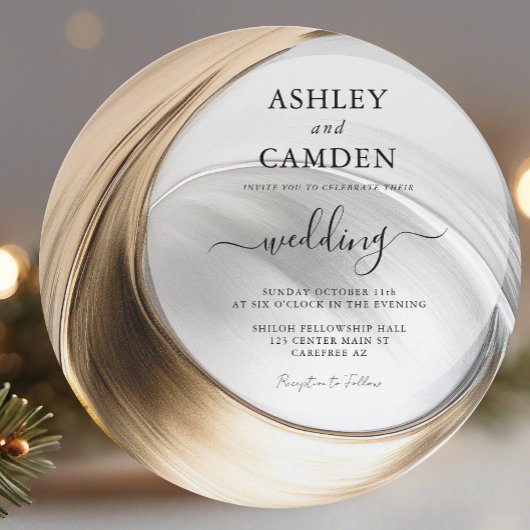 Elegante Winter Gold und Silver Wedding Einladung