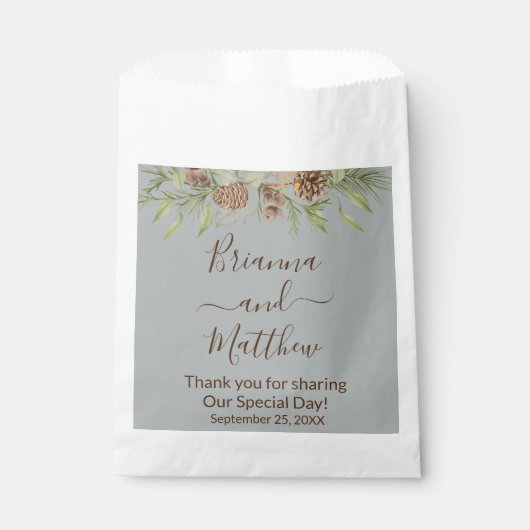 Elegante Winter Gray Gastgeschenk Hochzeit Bag Geschenktütchen (Vorderseite)