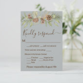 Elegante Winter Gray Pine RSVP Card (Stehend Vorderseite)