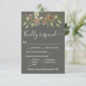 Elegante Winter Gray Pine RSVP Card (Stehend Vorderseite)