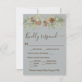 Elegante Winter Gray Pine RSVP Card Karte