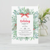 Elegante Winter Greenery Holiday Party Einladung (Stehend Vorderseite)
