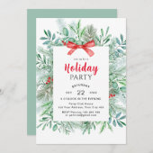 Elegante Winter Greenery Holiday Party Einladung (Vorne/Hinten)