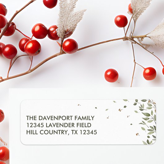 Elegante Winter Greenery Rücksendeadresse