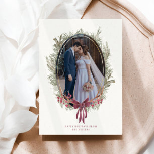 Elegante Winter Greenery Single Foto Einladung