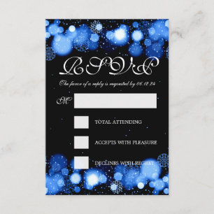 Elegante Winter-Hochzeit UAWG Blau-Lichter RSVP Karte