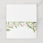 Elegante Winter Holly Weihnachts-Dinner Platzkarte (Außenseite Aufgefaltet)