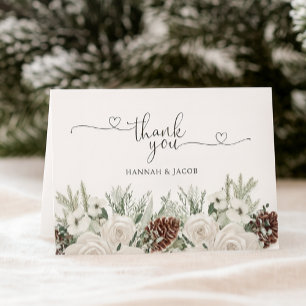 Elegante Winter-Kiefer-Hochzeits-Dankeskarten Dankeskarte