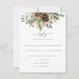 Elegante Winter-Kieferngrünpflanzen RSVP Karte