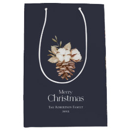 Elegante Winter Medium Geschenktasche mit Pinecone Mittlere Geschenktüte