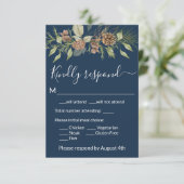 Elegante Winter Navy Blue Pine RSVP Card (Stehend Vorderseite)