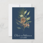 Elegante Winter Navy Blue Pine RSVP Card (Rückseite)