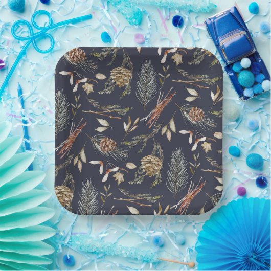 Elegante Winter Paper Teller mit Pinecones (Party)