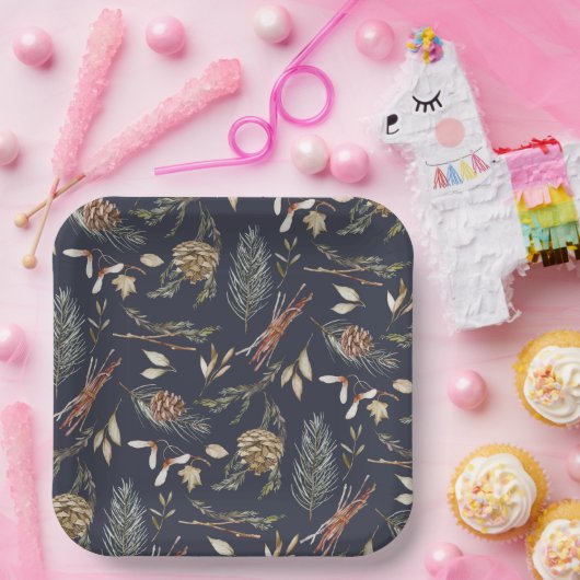 Elegante Winter Paper Teller mit Pinecones (Party)