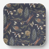 Elegante Winter Paper Teller mit Pinecones (Vorderseite)