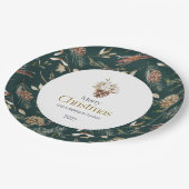 Elegante Winter-Papierteller mit Pinienzapfen Pappteller (Schrägansicht)