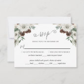 Elegante Winter Pine Cone Hochzeit RSVP Karte (Vorderseite)