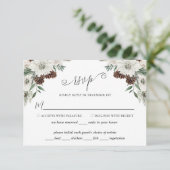 Elegante Winter Pine Cone Hochzeit RSVP Karte (Stehend Vorderseite)