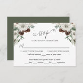 Elegante Winter Pine Cone Hochzeit RSVP Karte (Vorne/Hinten)