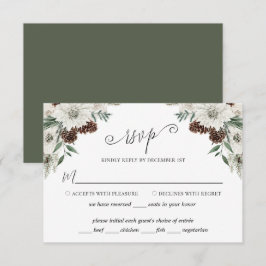 Elegante Winter Pine Cone Hochzeit RSVP Karte